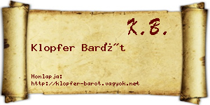 Klopfer Barót névjegykártya